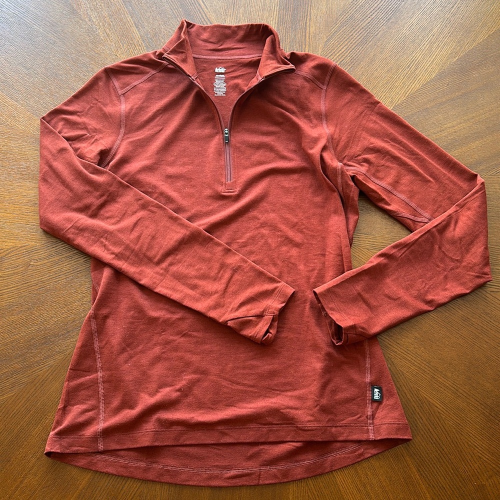 REI Base Layer Half Zip in Rust - Size M